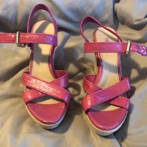 Patent pink UGG wedge